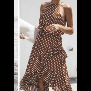 Brown/tan Polk a dot dress.